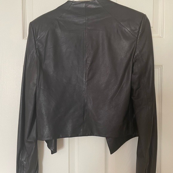 Theory Jackets & Coats Theory Black Crossover Paperweight Leather